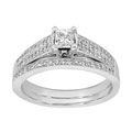 14k White Gold 3/4ct Princess Diamond Wedding Set