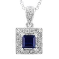 14k White Gold 1/5ct TDW Diamond Sapphire Pendant