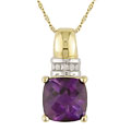 14k Gold Diamond Amethyst Pendant