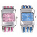 Geneva Silver Women's Fabric-Lined Cuff Watch