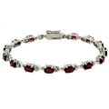 Sterling Silver Diamond Accent Garnet Bracelet