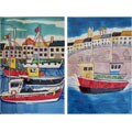 Hand-painted Ceramic Boats Wall Hanging (China)
