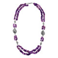 Silver-accented Three-strand Amethyst Necklace