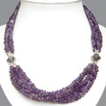 Five Strand Silver Bead Amethyst Necklace
