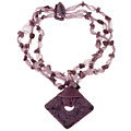 Purple 19-inch Ribbon Beaded Necklace