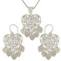 Sterling Silver Filigree Chandelier Heart Set