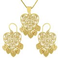 18k Gold Over Silver Filigree Chandelier Heart Set