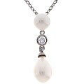 Silver Cultured Freshwater Pearl CZ Pendant