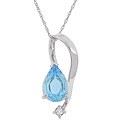 10k White Gold Blue Topaz Pendant