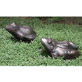 Bronzed Aluminum Frog Statues (Set of 2)
