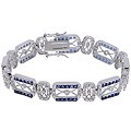 Sterling Silver Blue Tracks CZ Tennis Bracelet