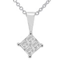 14k White Gold 1/4ct Princess Diamond Pendant (H-I, SI)