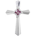 14k Gold Pink Sapphire Cross Pendant