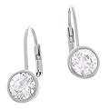 Sterling Silver CZ Leverback Earrings