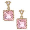 14k Gold over Sterling Silver Pink CZ Earrings