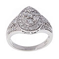 14k White Gold 1ct TDW Diamond Cluster Ring