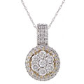 14k White Gold 1ct Diamond Cluster Pendant