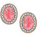 14k Pink Gold 1/5ctw Diamond Tourmaline Earrings
