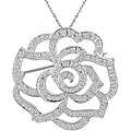 14k Gold 1/3ct TDW Diamond Flower Brooch Necklace (H-I, I1-I2)
