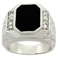 Sterling Silver Men's Onyx CZ Ring
