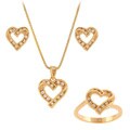18k and Sterling Silver 3-piece CZ Heart Gift Set
