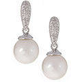 Akoya Cultured Pearl Milligrain Diamond Earrings