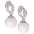 14k Akoya Cultured Pearl Milligrain Paisley Diamond Earring