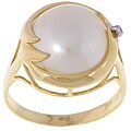 14k Gold Cultured Mabe Pearl Diamond Wave Ring