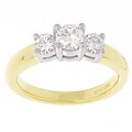 14k Yellow Gold 3-stone Created Moissanite Ring