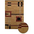 Hand-knotted Dharma Tan Wool Rug (5' x 8')