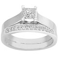 14k White Gold 5/8ct TDW Princess and Round Diamon