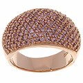 Pink Gold-tone Sterling Silver Pave Band CZ Ring
