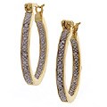 Gold over Sterling Silver Hoop CZ Earrings