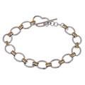 Sterling Silver Oval Circle CZ Toggle Bracelet