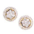 14k White Gold 1ct TDW Diamond Pave Cluster Earrings (G-H, I2)