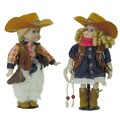 Collectible 14-inch Cowboy & Cowgirl Porcelain Doll