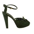 Gucci Women's Suede Ankle Strap Peep Toe Heel