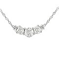 14k White Gold 1/4ct Diamond Three-Stone Necklace (I-K, I2-I3)