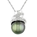 14k Gold Diamond Tahitian Pearl Pendant
