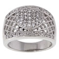 Sterling Silver Cubic Zirconia Lattice Heart Ring
