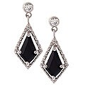 Sterling Silver Black Cubic Zirconia Drop Earrings