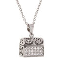Sterling Silver CZ Chinese Prayer Box Necklace