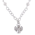 Sterling Silver Angel Drop Cultured Pearl Necklace