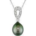 Cultured Tahitian Pearl 1/10ct Diamond Pendant