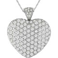 14k White Gold 3-1/2ct Diamond Pave Heart Pendant