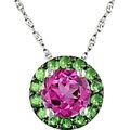 14k White Gold Pink Topaz Tsavorite Pendant