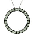 14k White Gold Green Sapphire Circle Pendant