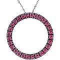 14k White Gold Pink Sapphire Circle Pendant