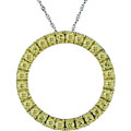 14k White Gold Yellow Sapphire Circle Pendant