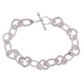 14k White Gold Heart Link Bracelet